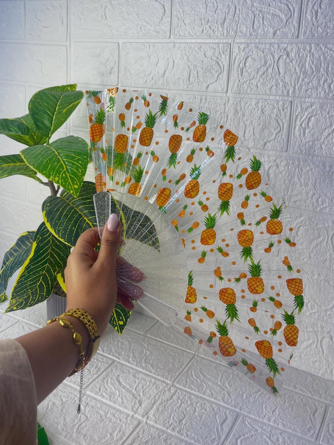 Transparent Acrylic Folding Hand Fan - Lightweight & Portable, Durable Clear Frame for Weddings, Parties, Outdoor Events, and Daily Use