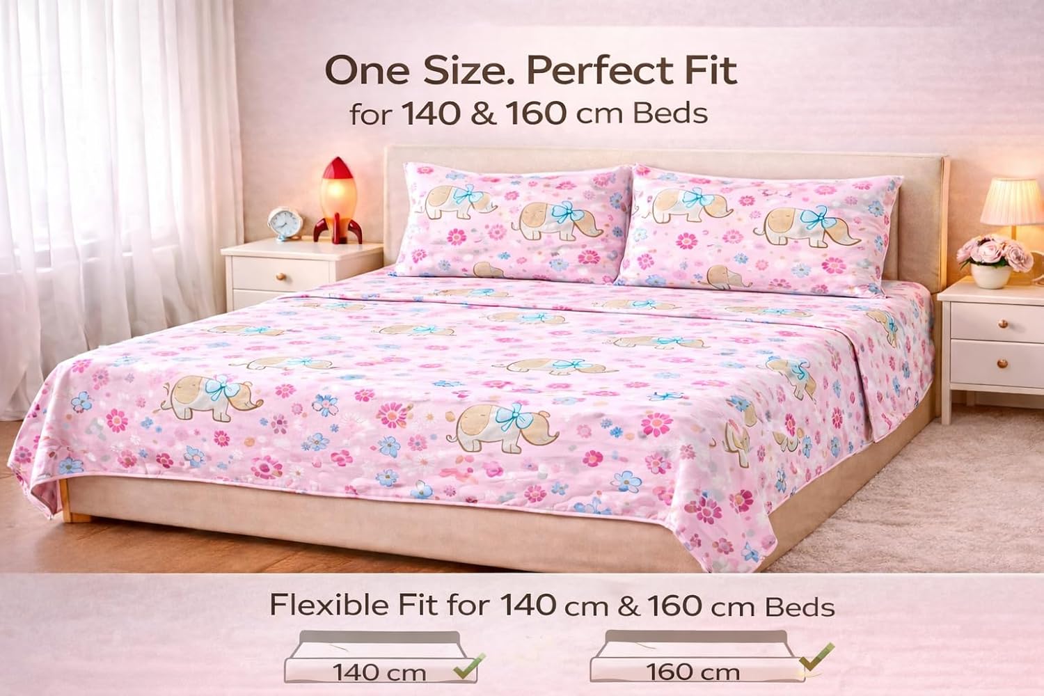 7AGAT bed sheet set with pillowcases in soft, comfortable fabric, featuring a clean, modern design for restful sleep.