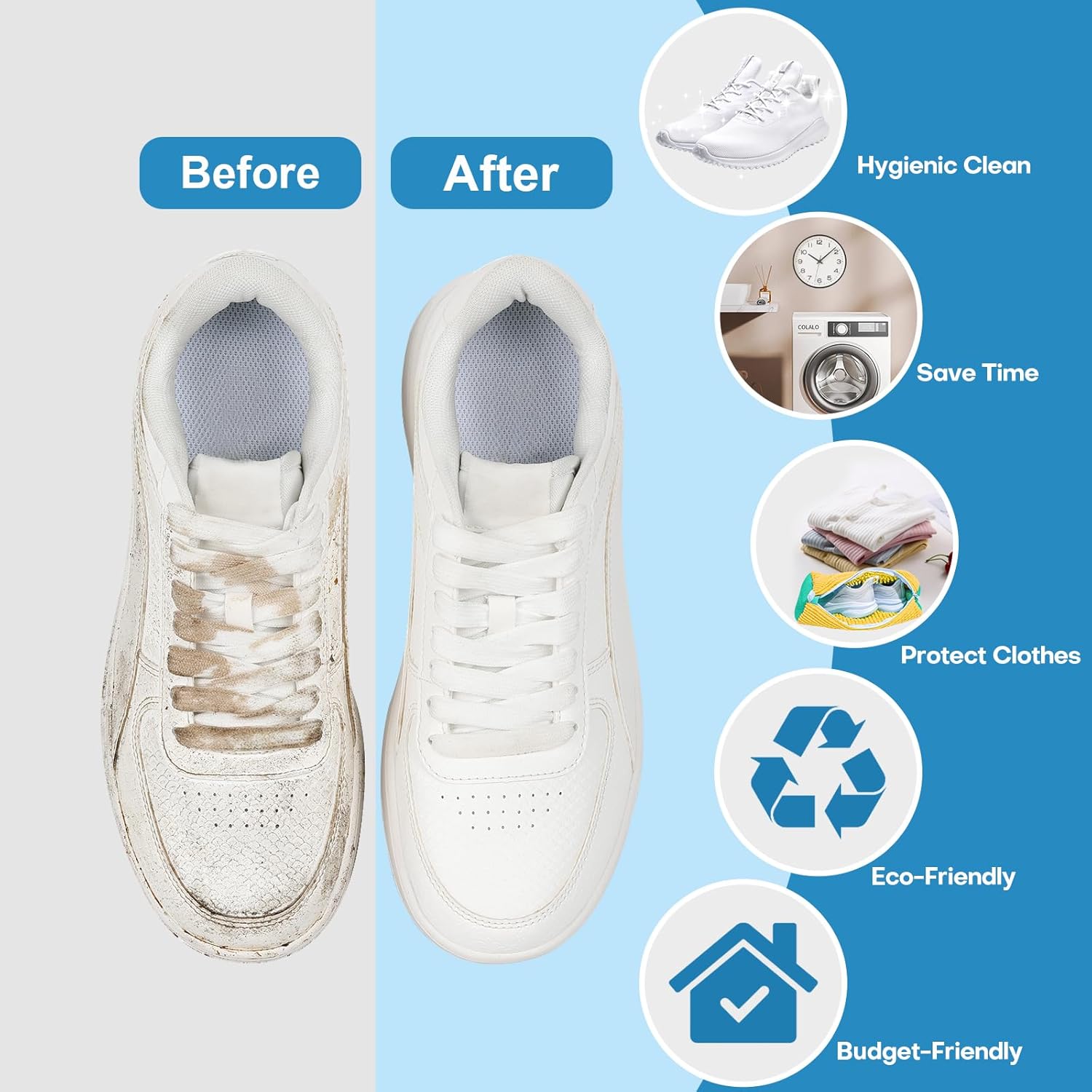 7AGAT shoe washing machine bag for sneakers, heavy-duty laundry net, and dryer-safe sneaker cleaning kit in a mesh bag.