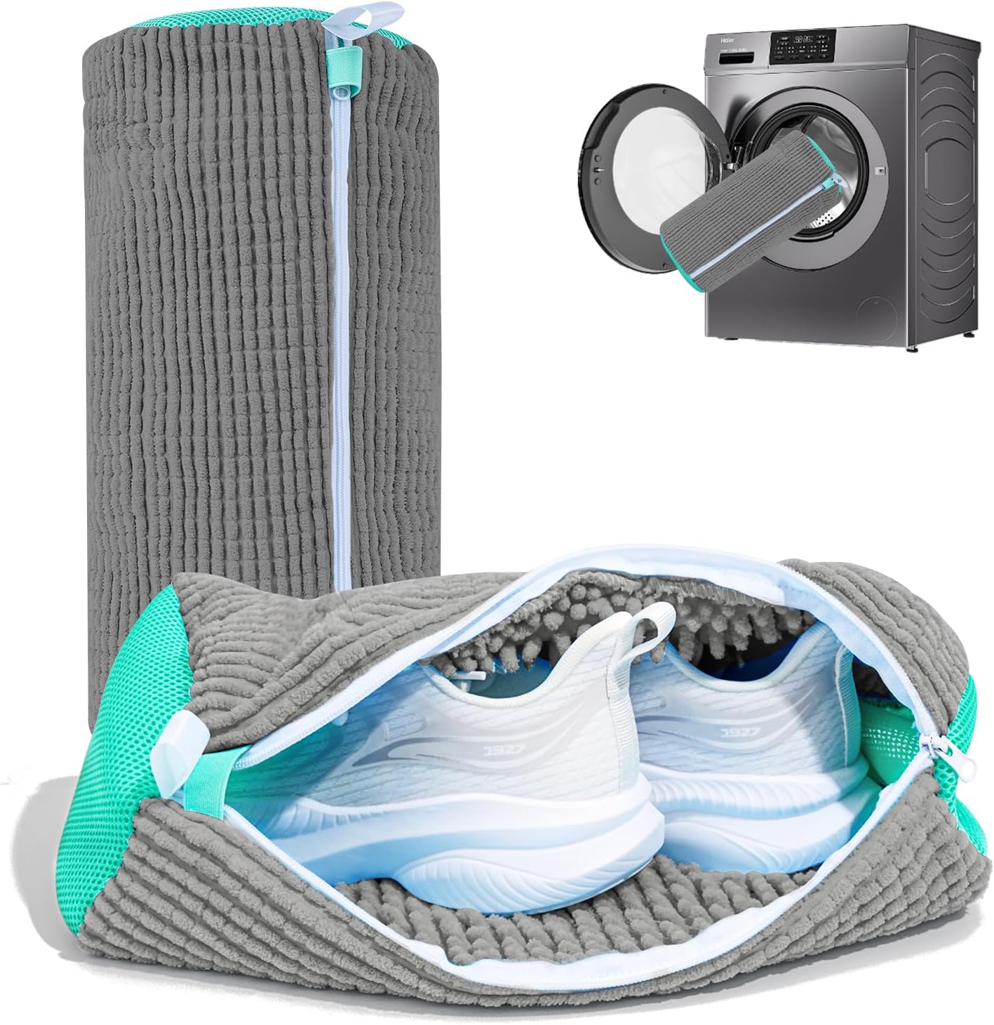 7AGAT shoe washing machine bag in heavy-duty laundry net for sneaker cleaning, ideal for use with washers and dryers.