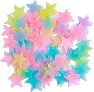 Set of 100 glow in the dark star stickers by 7AGAT, luminous wall decor for kids' room ceiling and wall decoration.