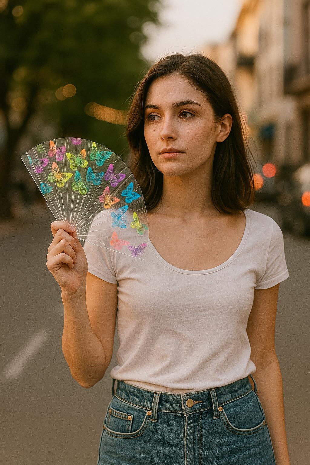 7AGAT classic Chinese style folding hand fan with intricate patterns, ideal for line dance and popping performance.