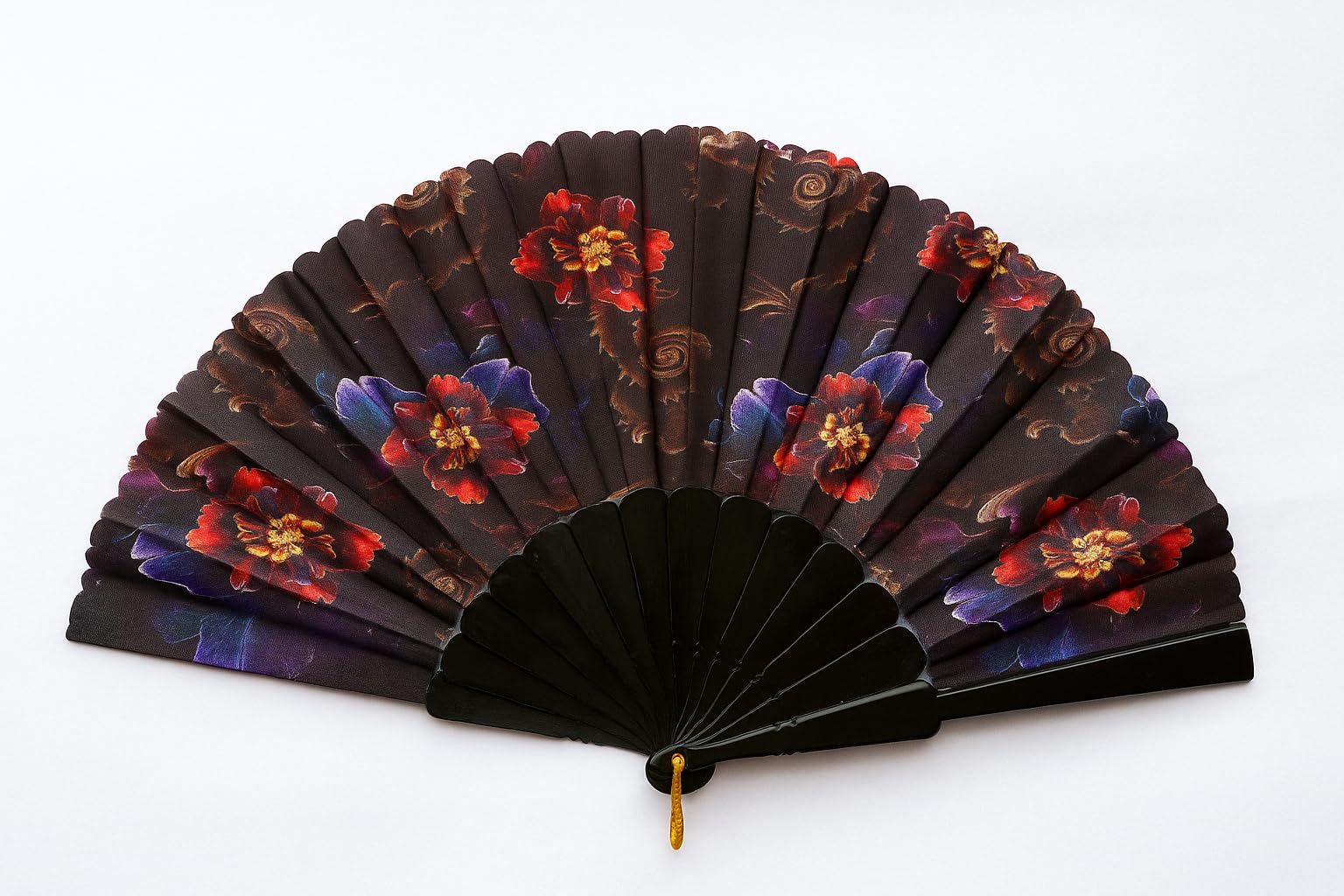 Elegant 7AGAT classic silk handheld folding fan with Chinese and Spanish design, suitable for weddings, parties, and home decor.