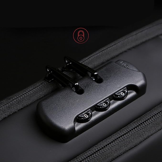 شنطة كتف متعددة الجيوب مع منفذ USB وقفل أرقام للسفر والتنقل