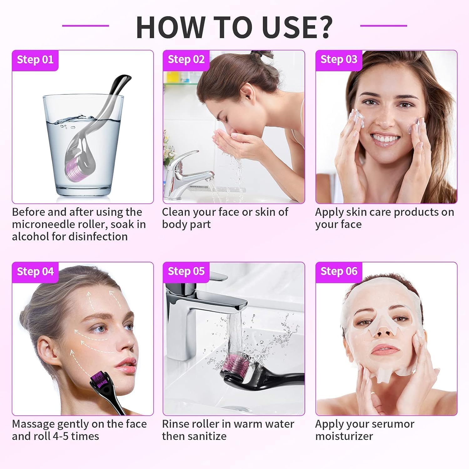 7AGAT Derma Roller System with 0.5mm titanium micro needles for face skin care and hair growth treatment.