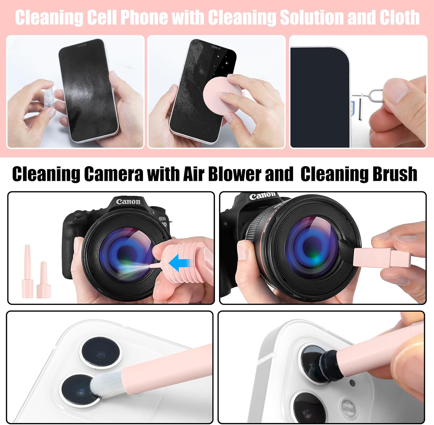 7AGAT laptop and electronic device cleaner kit with spray, keyboard brush, and tools for iPhone, MacBook, iPad, and screens.
