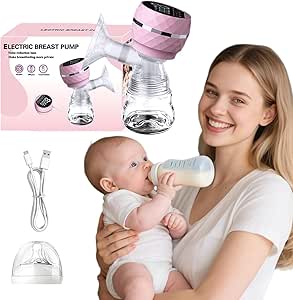 Pink 7AGAT BPA free portable electric breast pump with 9 modes, compact and automatic for convenient breastfeeding.