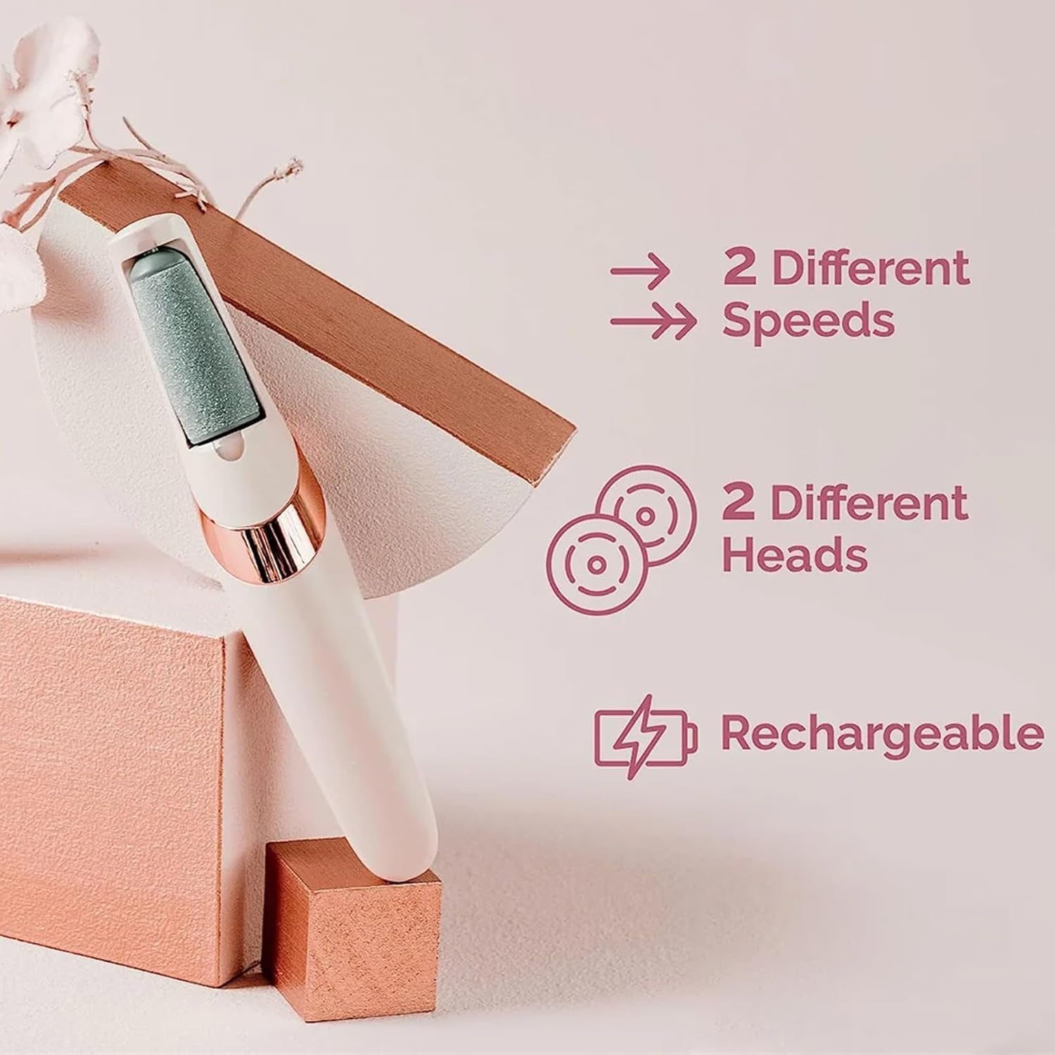 USB Rechargeable Electric Foot File with 2 Speeds for Heel Callus Removal – Portable Size