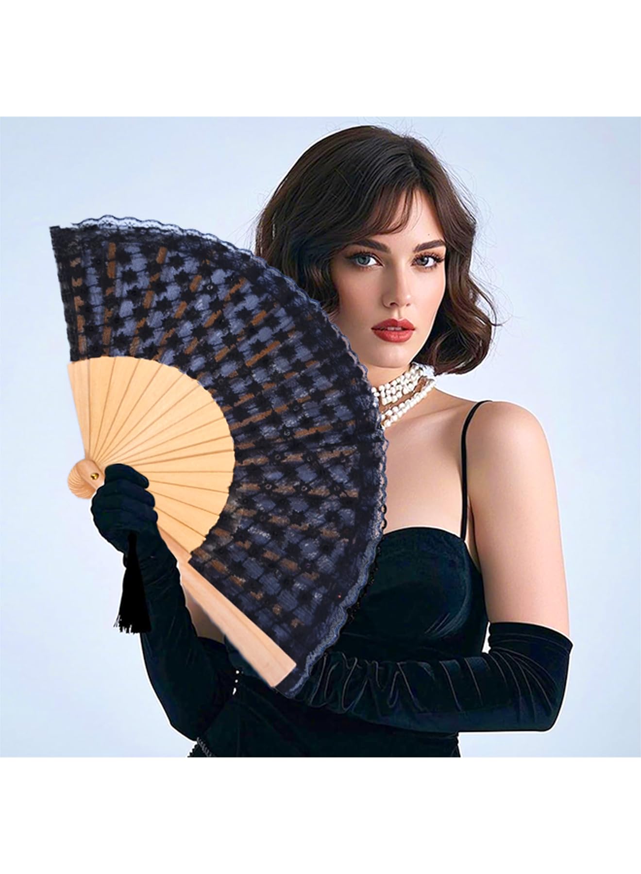 7AGAT bamboo silk folding hand fan for women, ideal for weddings, parties, and dancing, featuring elegant bamboo and silk design.