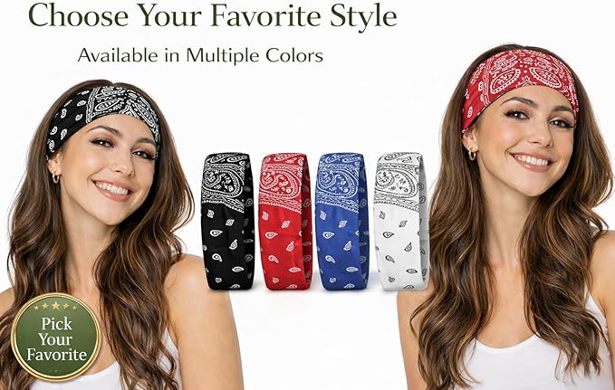 Cotton headband by 7AGAT, breathable and versatile hair bandana for men and women, suitable for sports and outdoor activities.