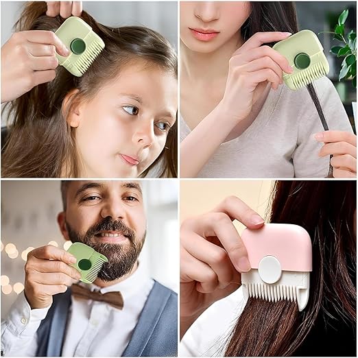 Dual-sided 7AGAT 2-in-1 hair cutting comb with stainless steel blades, travel-friendly styling tool for men, women, and kids.
