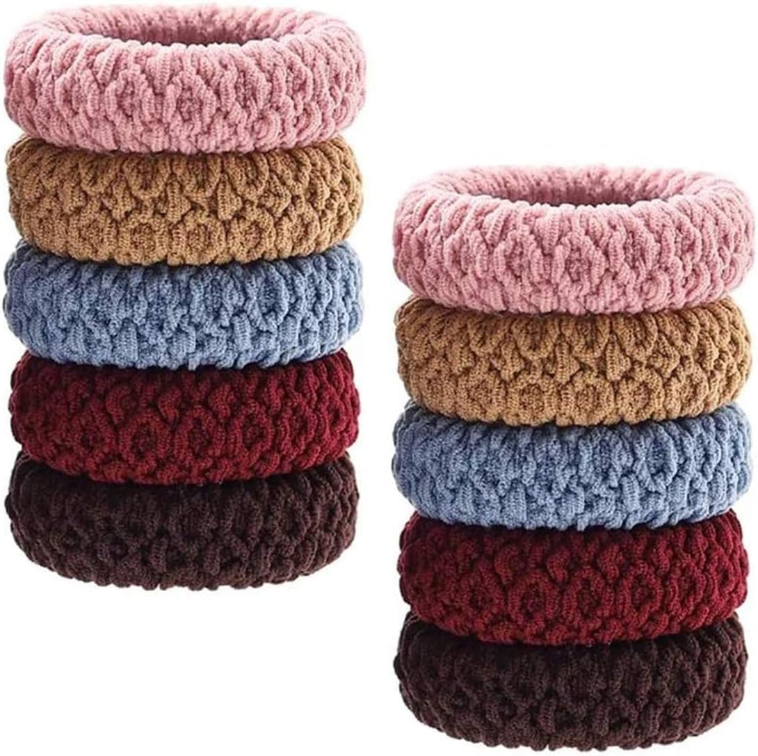 Set of 12 colorful braided elastic ponytail holders for women and girls, thick scrunchies with strong hold and no damage by 7AGAT.