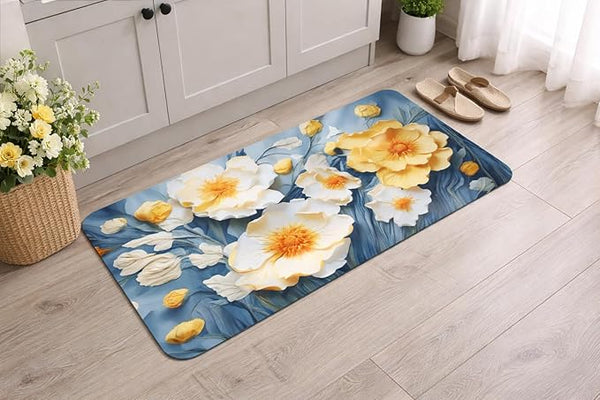 7AGAT non-slip decorative bath rug with soft, absorbent material suitable for bedroom, living room, kitchen, or bathroom floors.