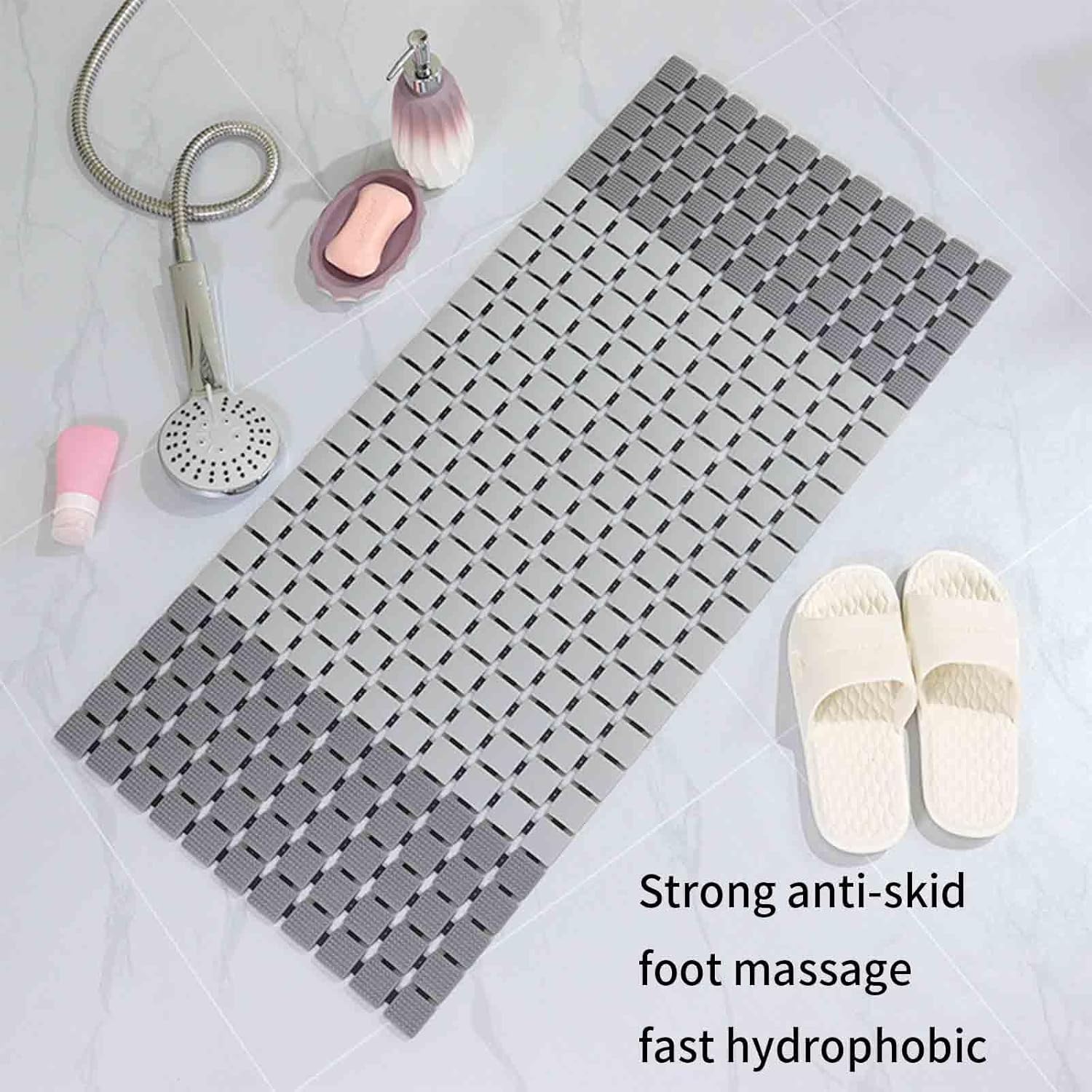 Premium PVC Plastic Anti-Slip Bath Mat, 70x38 cm, Non-Toxic, Quick-Drying, Suction Cups, Shower and Tub Safety