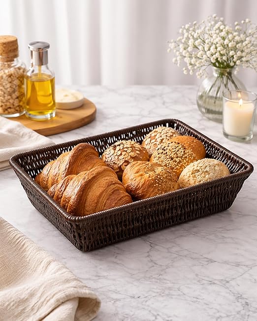 7AGAT hand woven basket, natural elegant utensil holder and organizer, perfect for kitchen storage and decorative purposes