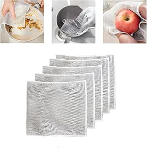 7AGAT multipurpose wire dishwashing rags, double-layer non-scratch cleaning cloths for counters, stove tops, wet or dry use