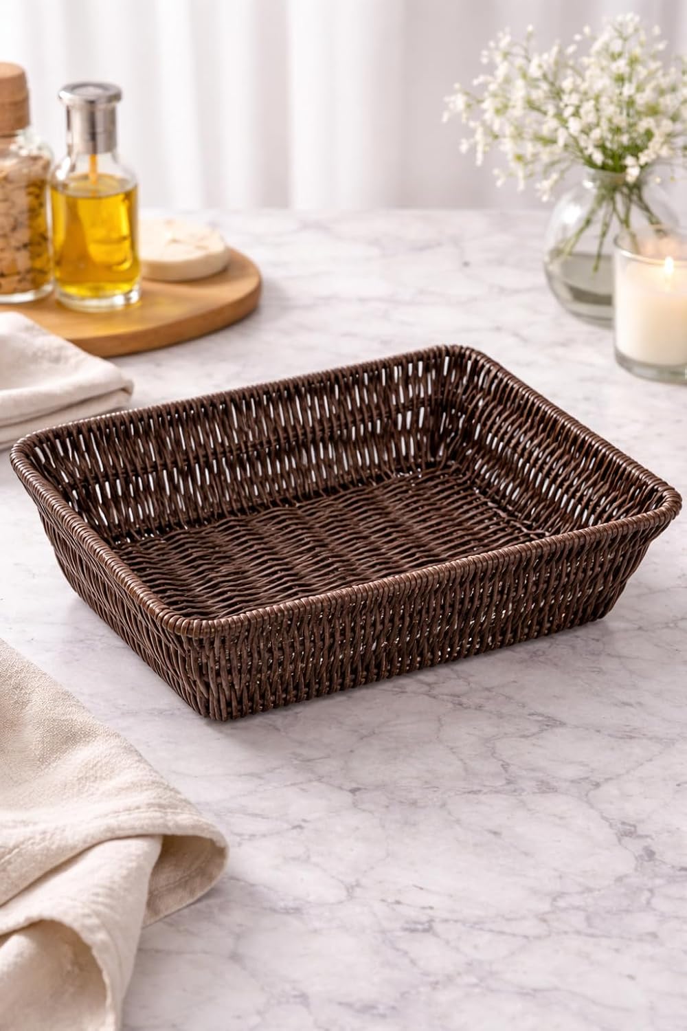 Hand woven natural basket by 7AGAT, versatile utensil holder and organizer with elegant design for kitchen decor or gifting.
