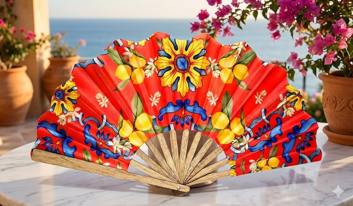 7AGAT bamboo silk handheld fan with floral design, ideal for wedding, dance, and party decoration.