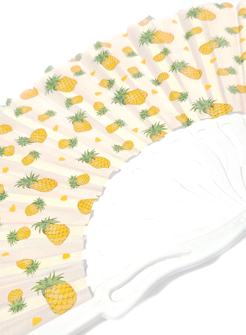 Colorful wavy handle folding hand fan by 7AGAT with vibrant prints, lightweight plastic design, perfect for summer and reusable.