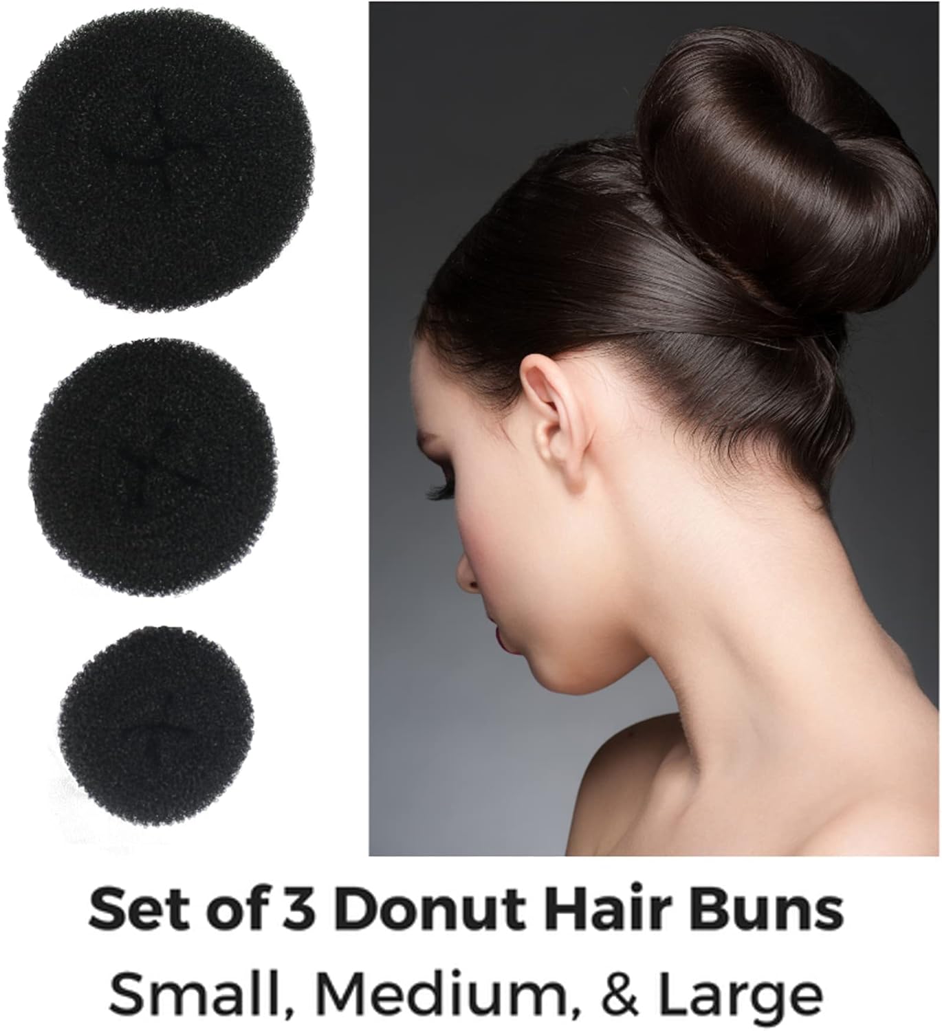 Two 7AGAT hair donut bun makers in ring style for creating buns on short and thin hair, versatile hair accessories.