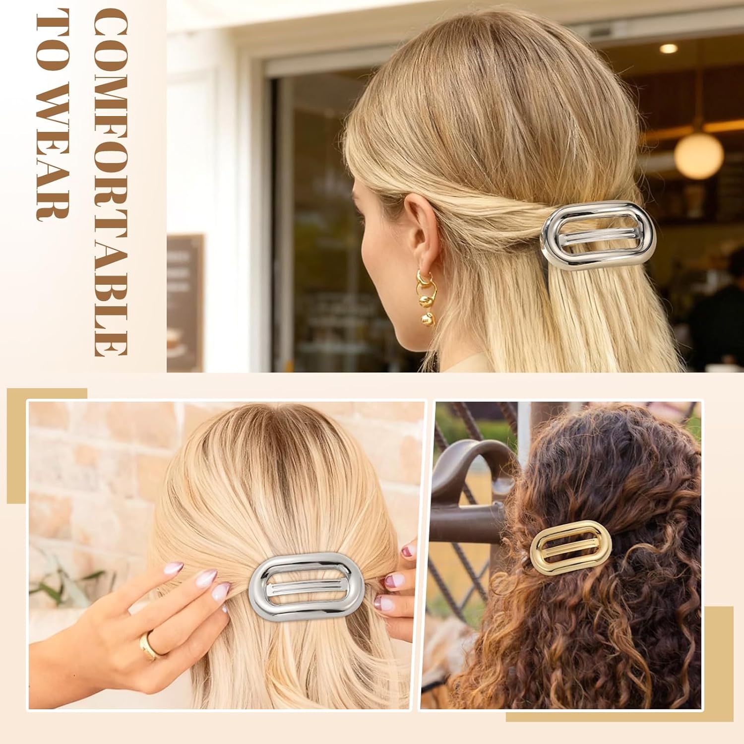 2Pcs Metal Hair Barrette Clips for Women and Girls, Elegant Hair Accessories for Daily Wear, Parties, and Special Occasions