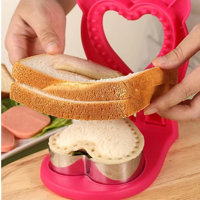 Fun Sandwich Cutter & Sealer, 2-in-1 Easy Lunchbox Tool for Kids & Family Snacks
