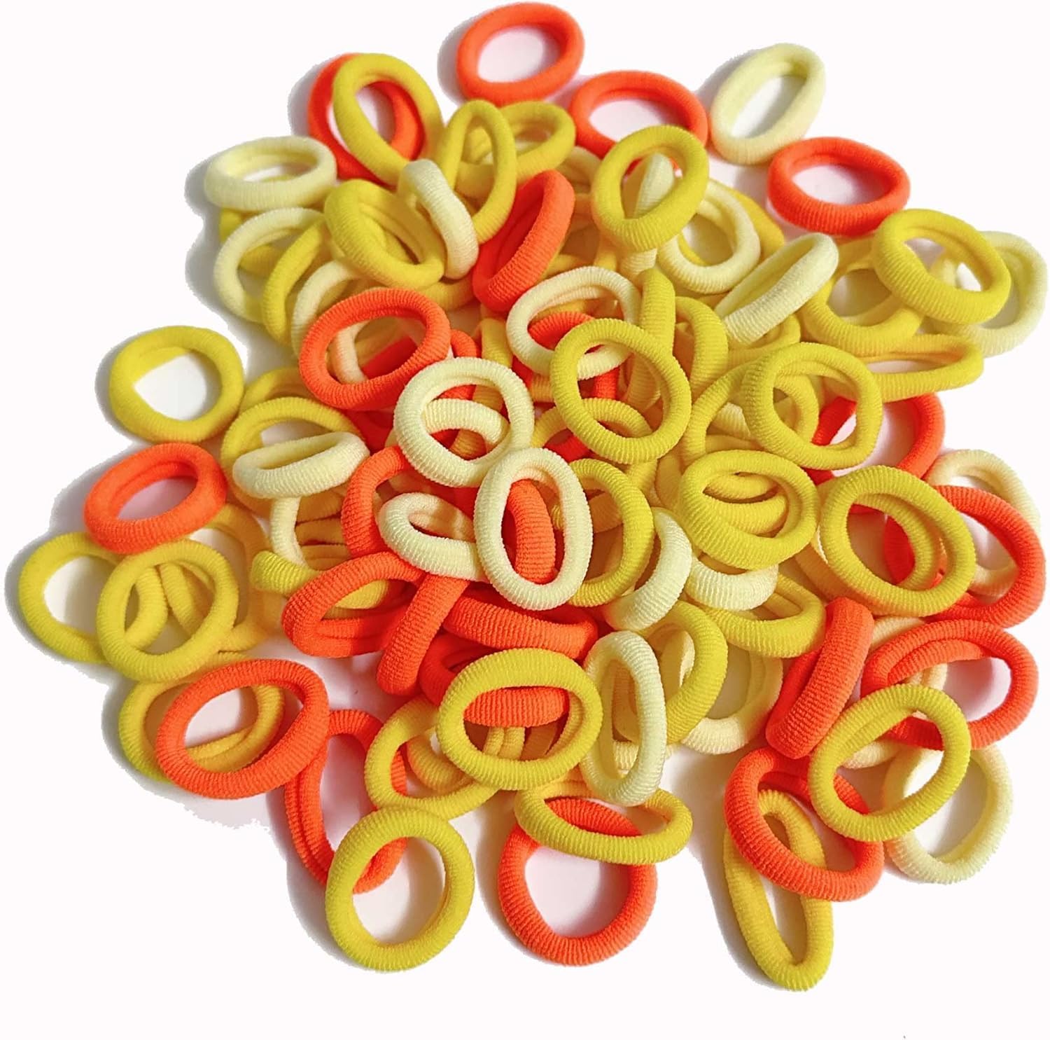 Set of 100 small baby hair ties by 7AGAT, elastic ponytail holders for girls, soft rubber bands for gentle hair styling.