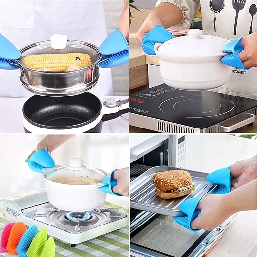 Set of 2 multicolor silicone pinch mitts for heat-resistant, non-slip cooking and baking pot holders from 7AGAT.