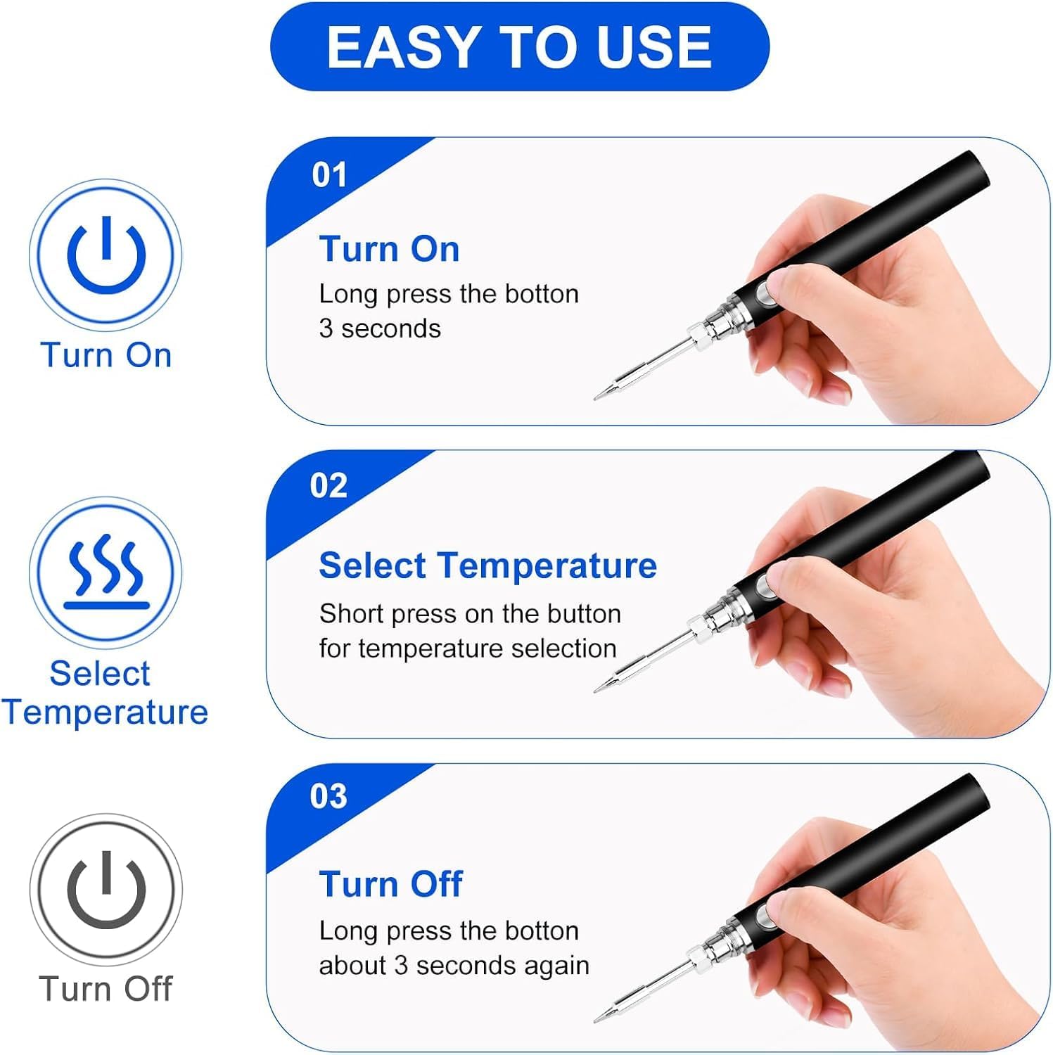 7AGAT 8W USB cordless electric soldering iron kit with Type-C charging, compact micro soldering tool, full charge lasts 40 minutes
