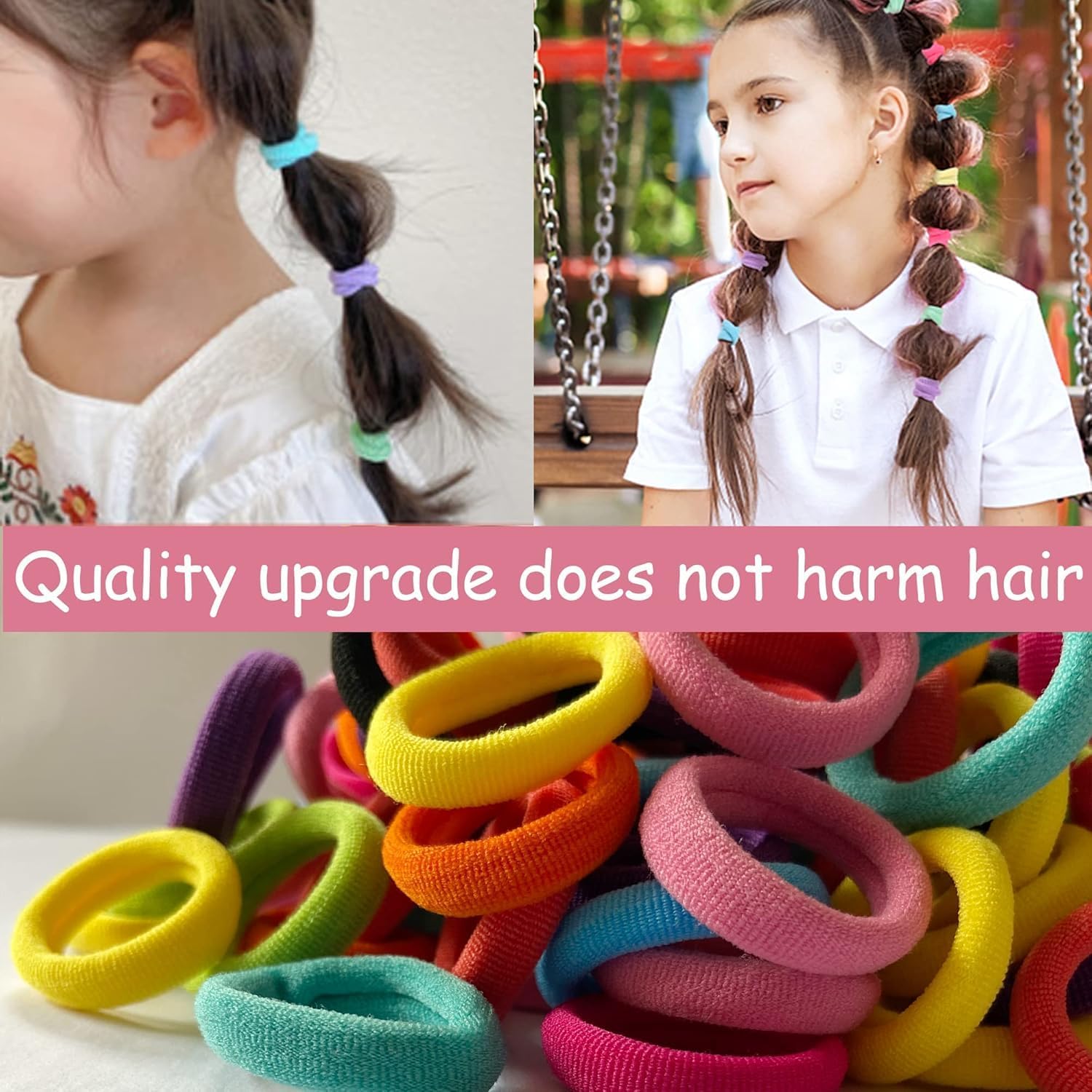 7AGAT seamless cotton elastic hair ties for women, thick ponytail holders, gentle on hair, no damage, ideal for thick hair.