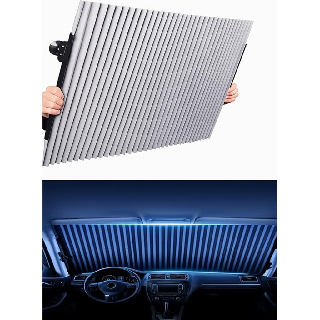 7AGAT retractable car windshield sunshade for front and rear windows, UV protection, easy to install and foldable.