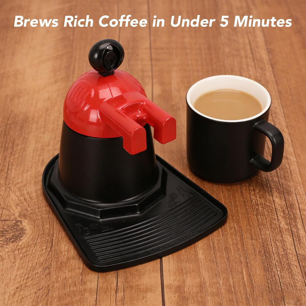 7AGAT manual drip coffee maker, compact coffee brewing device for home or office use, with glass carafe and stainless steel filter.