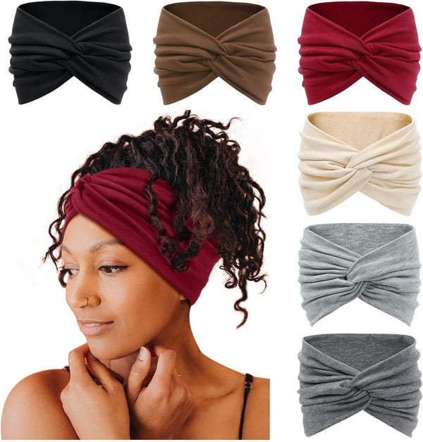 Two 7AGAT knitted cotton headbands with cute knots, ideal as turban-style hair accessories for women and girls.