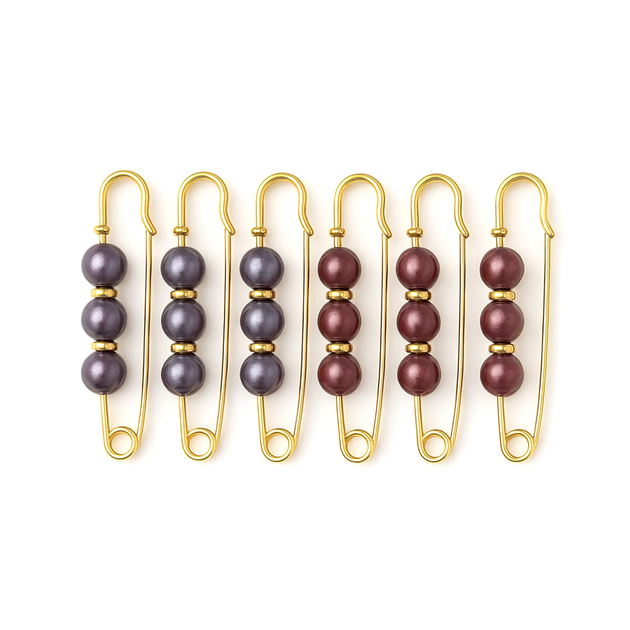 Decorative 7AGAT hijab pin with beaded design and crystal accents, stylish safety pin for versatile use on scarves and accessories.