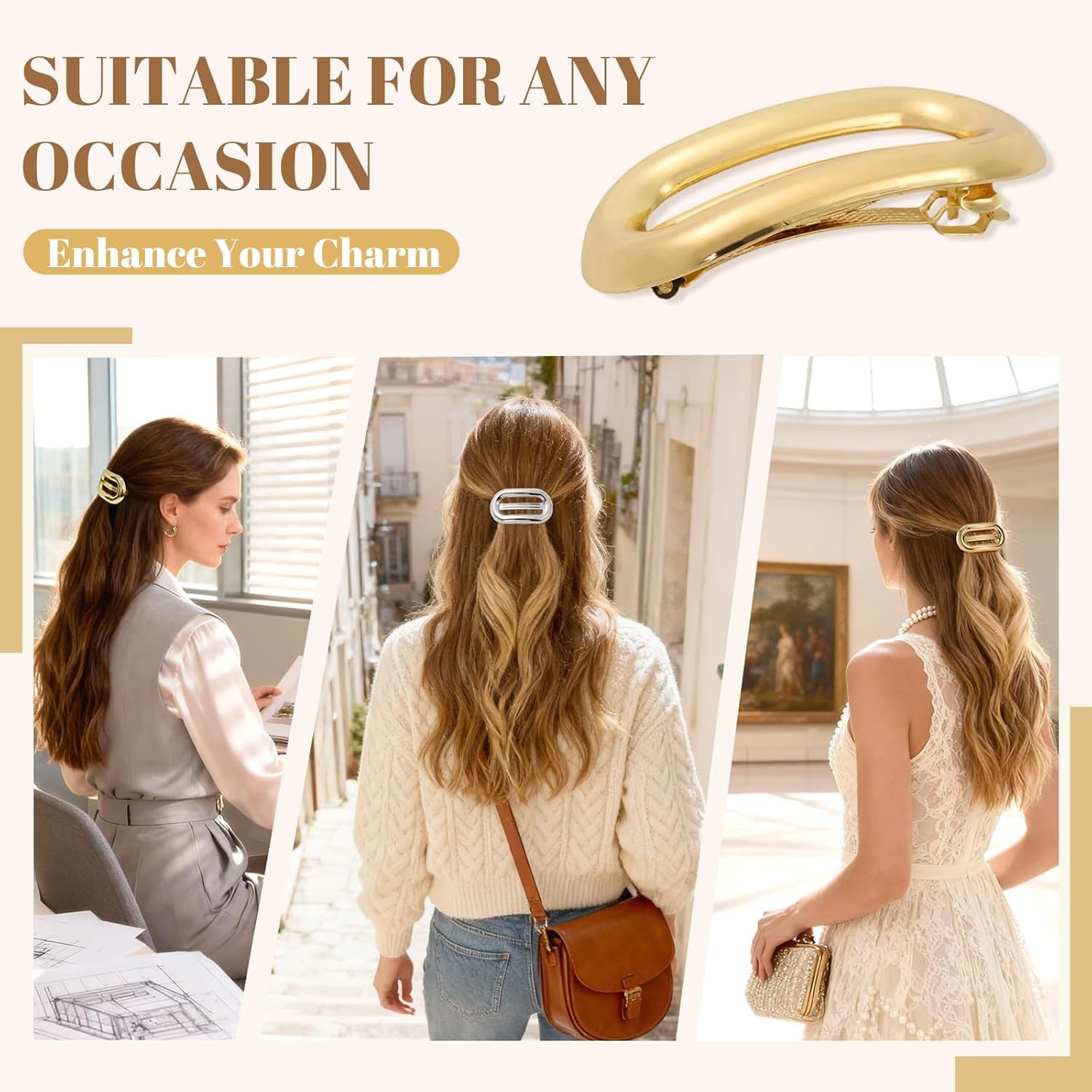 2Pcs Metal Hair Barrette Clips for Women and Girls, Elegant Hair Accessories for Daily Wear, Parties, and Special Occasions