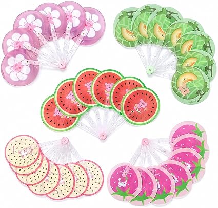 Colorful kids folding hand fan with cute fruit cartoon design, lightweight summer cooling fan 