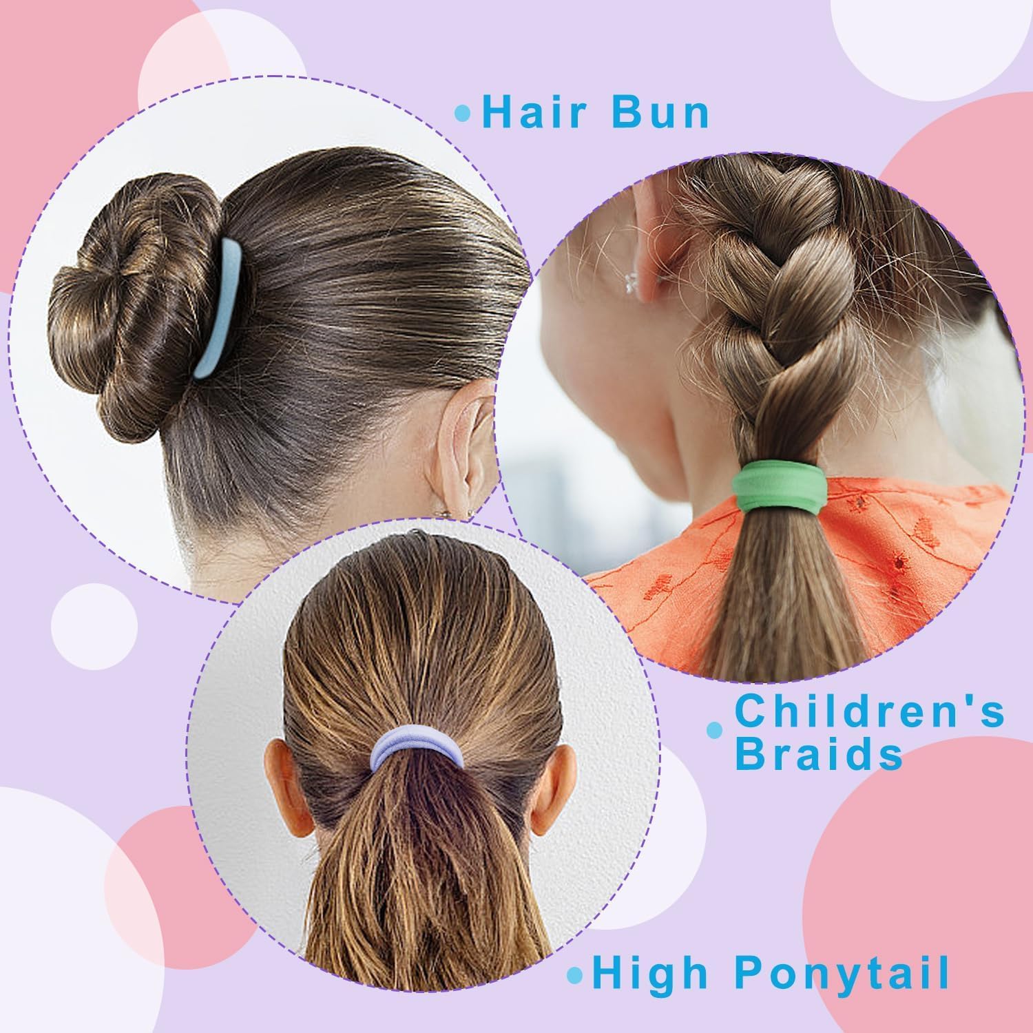 Seamless cotton elastic hair ties for women, thick ponytail holders by 7AGAT, gentle on hair with no damage.