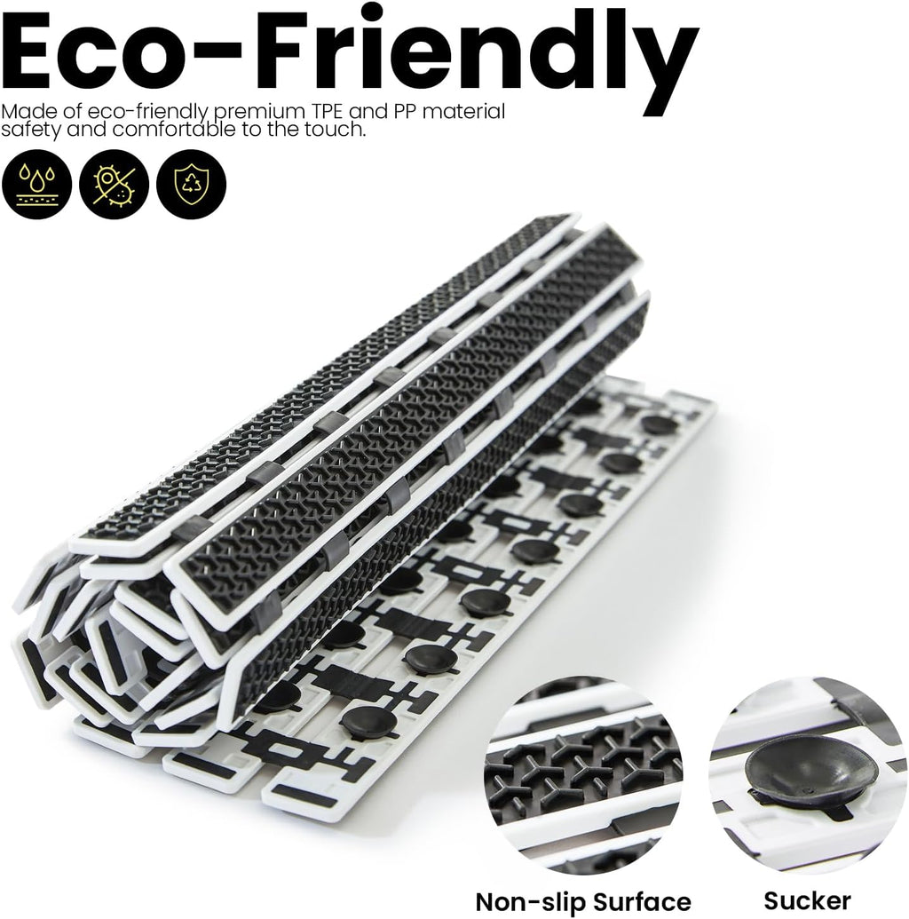 Premium PVC Plastic Anti-Slip Bath Mat, 70x38 cm, Non-Toxic, Quick-Drying, Suction Cups, Shower and Tub Safety (Black)