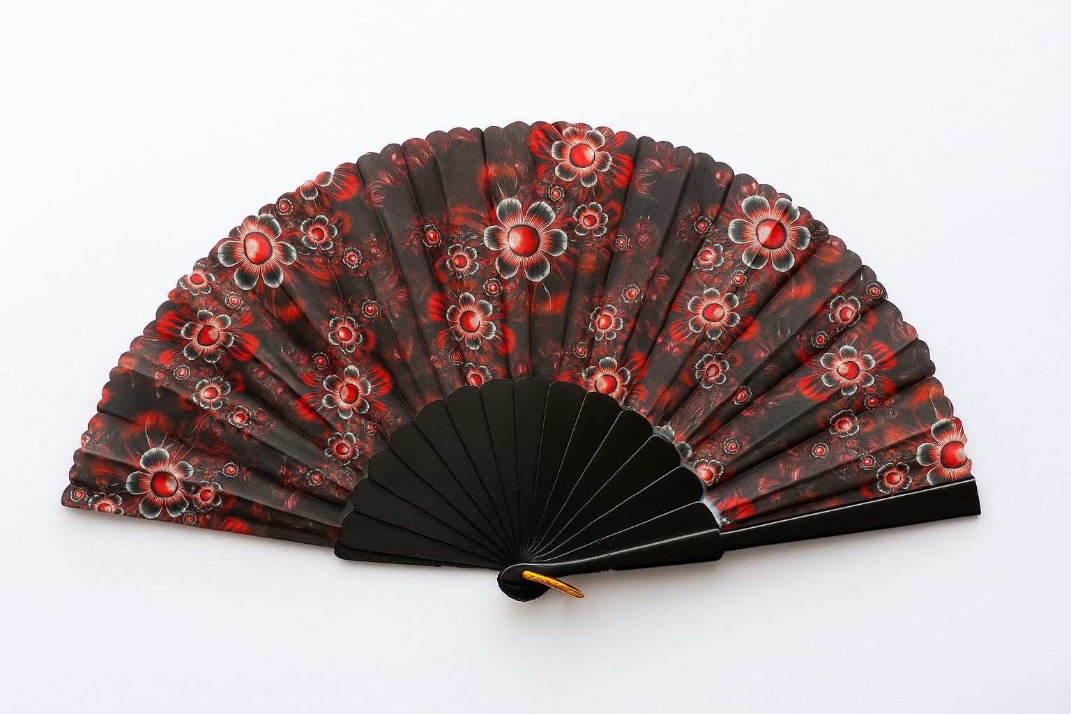 Elegant 7AGAT classic silk handheld folding fan with Chinese/Spanish design, ideal for weddings, parties, and cultural performances.