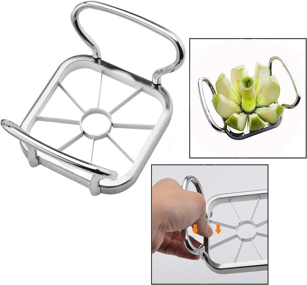 7AGAT stainless steel apple cutter and slicer with multi-blades, built-in corer, ergonomic handles for easy fruit preparation