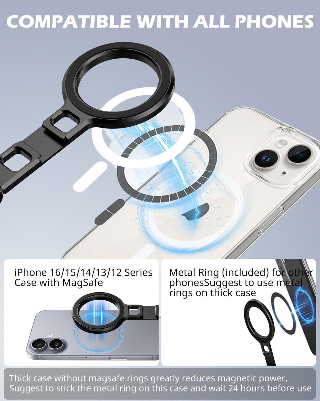 7AGAT MagSafe magnetic phone mount with foldable design and 1/4" tripod mount for smartphone photography and content creation.