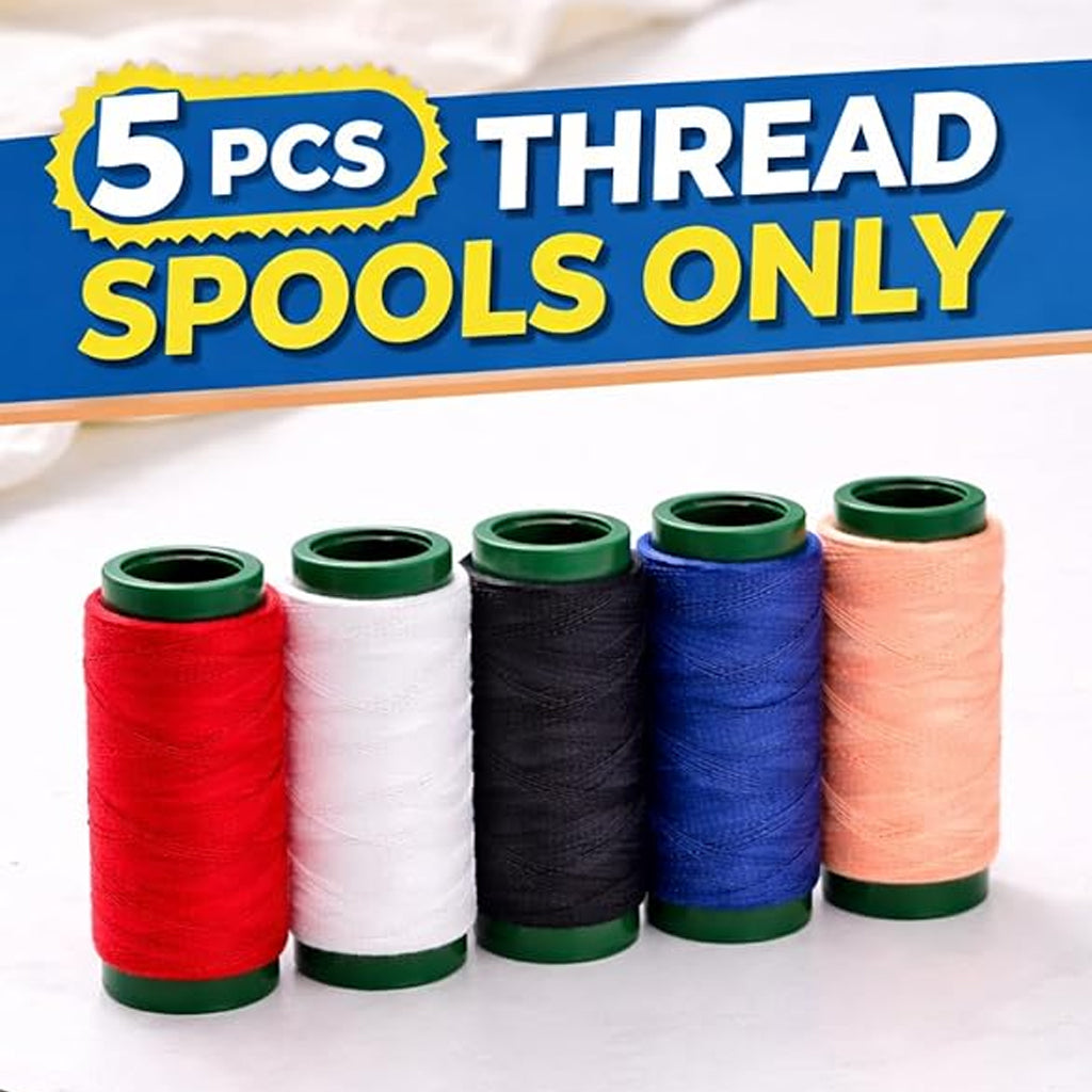SevenAGAT multi-color sewing thread set with five spools, portable DIY tailoring and repair sewing kit.