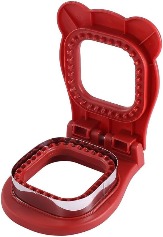 Sandwich cutter and sealer infographic showing filling inside the bread and sealed sandwich edges.