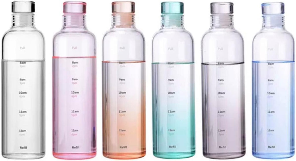 500ml Clear Time Scale Water Bottle, Reusable Leak-Proof Plastic Bottle for Sports, Gym & Fitness – Random Color