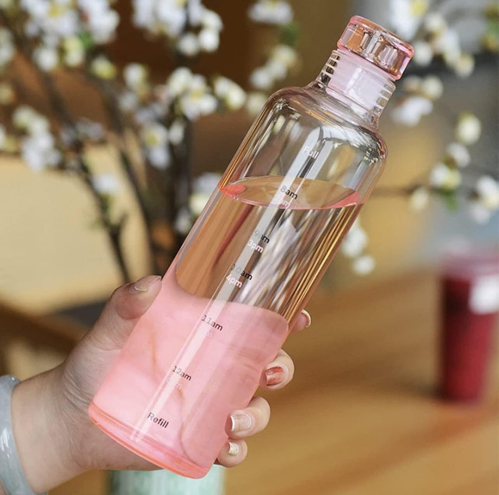 500ml Clear Time Scale Water Bottle, Reusable Leak-Proof Plastic Bottle for Sports, Gym & Fitness – Random Color