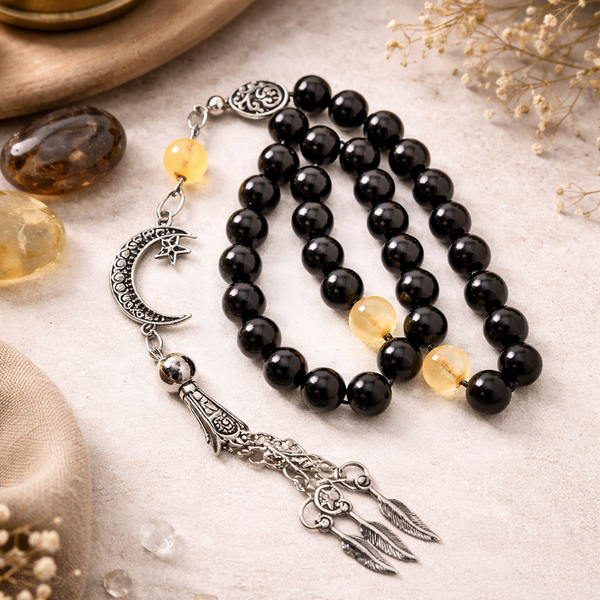 Handmade 7AGAT rosary with polished Agate stones and a natural stone, ideal for meditation, prayer, or gifting.