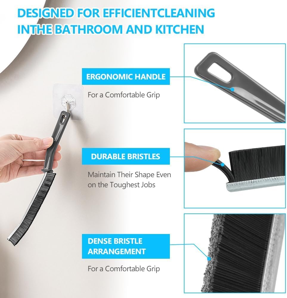 Cleaning brush with ergonomic handle, durable bristles, and dense bristle arrangement on a white background.