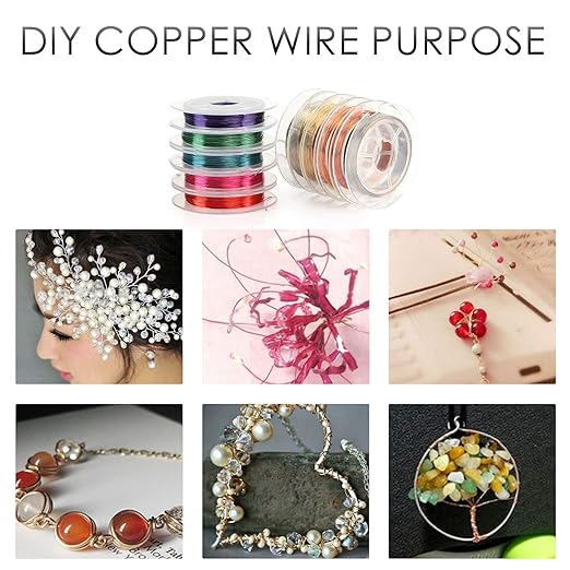 Set of 10 mixed color copper beading cords, 0.3 mm by 10 m, ideal for jewelry making and beading projects.
