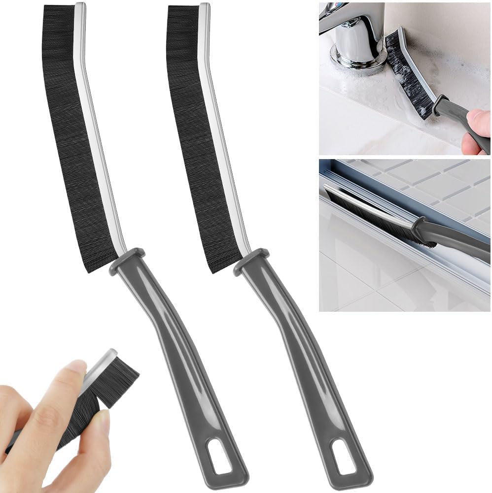 Two flexible cleaning brushes with a close-up of one being used to clean a window.