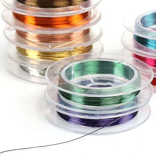 Assorted 10-piece set of 0.3mm colorful copper beading wire for jewelry making, 10 meters long each, by 7AGAT Shopping.